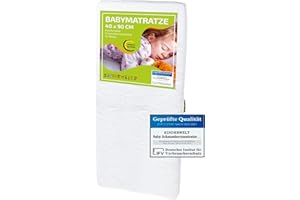 ‎KINDERWELT KiNDERWELT Babymatratze 40x90 cm, Schaumkernmatratze gesteppt, Matratze für Babybett, Schaumstoffmatratze Baby und Neugeborene, Made in Germany