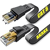 Akake Cavo Ethernet Cat 8, cavo di rete Internet piatto ad alta velocità da 2M, cavo LAN professionale, 2000 Mhz 40 Gbps con 