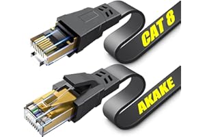 AKAKE Cable Ethernet Cat 8, 0,5M 1M 2M 3M 5M 6M 9M 12M 15M 18M 30M Cable de red de Internet plano de alta velocidad para trabajo pesado, cable LAN profesional blindado en la pared, interior y exterior