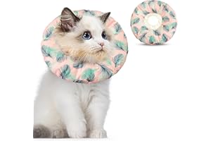 Kytpyi Halskrause Katze, Katzenkragen, Fleckenbeständige Einstellbare(17-27cm) Halskrausen für Katzen oder Hündchen, Atmungsaktive wasserdichte Baumwolle Katzen Halskrause zur Wundheilung(Rosa)