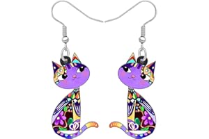 LONYOO Acrylique Chaton Boucles d’oreilles Chat Pendantes Anime Bijoux de Chat Cadeaux Femmes Filles Charms
