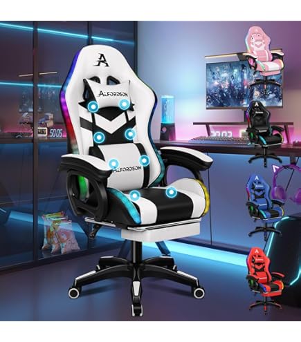Gamingstoel met RGB LED roze en zwart kunstleer