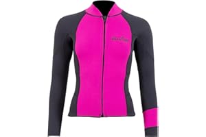 Two Bare Feet Women's Harmony 3mm Neoprene Wetsuit Jacket – Front Zip Thermal Surf Top for Swimming, Paddleboarding & Watersports