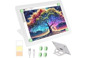 Phylosal Rechargeable A4 LED Light Pad with Built-in Stand, Magnetic Tracing Light Box for Drawing, Diamond Art Light Board with Side Button, Super Bright Light Table for Diamond Painting, Sketching