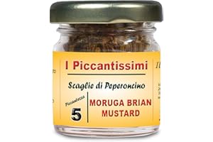 I Piccantissimi - MORUGA BRAIN MUSTARD Estremamente piccante, peperoncino piccantissimo in vasetto da (15 gr) - Scaglie di Peperoncino a lunga coltivato in Italia (1.900.000 SHU)