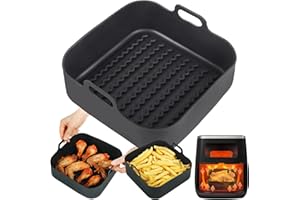 BYKITCHEN Silikonform für Heißluftfritteuse, 20CM Dicke Eckig Zubehör für Heißluftfritteuse, Airfryer Zubehör für COSORI 5,5L/6,4L