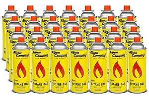 Alpen Camping Cartucho de Gas 400 ml, Certificado: Pi 0875, Compatible con EN417, isobutano, Rango de Funcionamiento de -10 ° C a + 40 ° C, IK004 (26)
