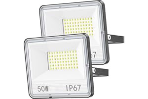 YIQIBRO Faretto LED da Esterno 50W, 5000LM Luminoso Faro Faretti a LED da Esterno IP67 Impermeabile 7000K Luce Fredda Fari per Esterni Giardino, Capannone(2 Pezzi)
