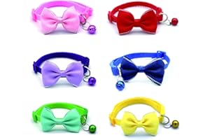 Yitexin Lot de 6 colliers pour chat avec clochette - Collier personnalisé avec joli nœud papillon - Collier réglable pour animal domestique - Pour fille, homme, chaton, chiot - 6 couleurs