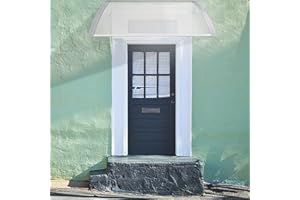 POPSPARK Auvent de Porte, auvent de Bureau, auvent de Bureau avec Polycarbonate, Cadre en Aluminium et Support en PP, Toit de Porte d'entrée de Protection Contre la Pluie extérieure,100*100cm