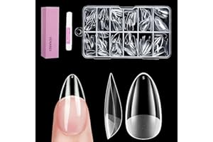 Venares Soft Gel Press on Nails Short Almond Full Cover tipsy do paznokci żelowych, 120 sztuk tipsów migdałowych, krótkich, sztucznych paznokci, tipsy do paznokci żelowych
