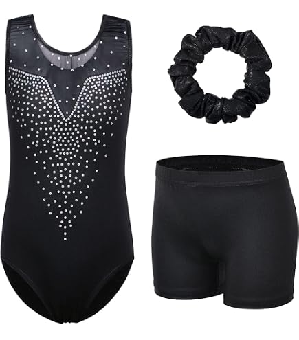 Justaucorps Danse Fille Strass Paillettes - Sans Manches Gymnastique Ballet Patinage Artistique