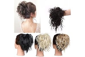‎TESS TESS Haarteil Dutt Haargummi mit Haaren Glatt struppige Haarknoten Hochsteckfrisuren günstig Haarverlängerung für Frauen 45g Dunkelbraun