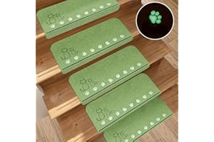 Yrhrol 2 Pack Luminous Stair Treads Mats Anti-Slip Rugs Night Light Luminous Pads Runner Mute Home Decor Cat Staircase Carpets Protector Pattern Floor Mat Kitchen Rug for Kids and Dogs