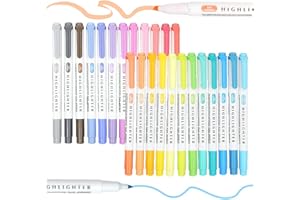 ‎EOOUOOIP Textmarker Stifte, 25 Farben Verschiedene Doppelkopf-Fineliner Meißelspitze Schlanke Textmarker Doppelspitzen Pastellmarker für Kinder Erwachsenenschulbüro