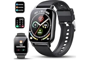 POOUNUR Smartwatch Uomo Donna, 1.85" Orologio Smart watch con Effettua o Risposta Chiamate, Impermeabil IP68 Orologio con Contapassi/Sonno/Cardiofrequenzimetro, 112 Sportive, Fitness Tracker per Android iOS