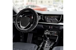 ‎AGCTRLER agctrler 3 Stück Lenkradbezug, Auto Lenkradhülle, Lenkradabdeckung Handbremse Getriebe Abdeckung Anti Rutsch Warme Wolle Plüsch Lenkrad, Universal Lenkradabdeckung Lenkradbezug Auto Zubehör (Schwarz)