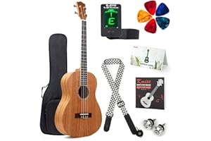 Kmise Baritone Ukulele 30 Inch Mahogany Ukelele Uke 4 String Guitar with Ukele Picks Strap Tuner G-C-E-A String
