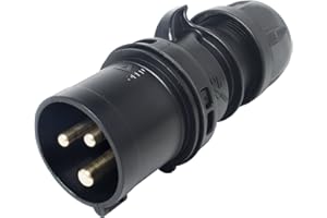 PCE 16amp 2P+E CEE Midnight Black Cable Mount Male Plug. IP44 (013-6X)