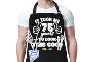 JOUWUI 40th 50th 60th 65th 70th 75th Birthday Gift for Men, Cooking Grilling BBQ Chef Aprons With 3 Pockets, Kitchen Gift