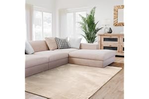 ‎INTERIYOU Interiyou Fargo - Teppich Wohnzimmer 200x290 cm Beige - Kurzflor Waschbar und rutschfest - Flauschiger Fellteppich aus Kunstfell - weicher Langflor Fell