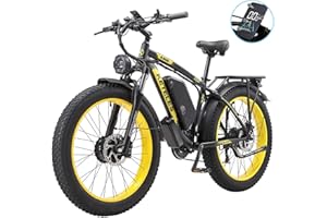 Kinsella K800 dual motor 26-inch fat tire mountain electric bike has: 23AH lithium battery, 4 color options, 21 speeds, color display UK Warehouse