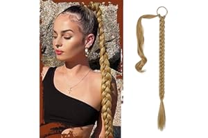 Sofeiyan Extensión de Coleta Trenzada con Coletero 66cm Extensiones de Pelo Largo Liso Trenza Coleta Postizos de pelo Sintéticos Naturales para Mujer