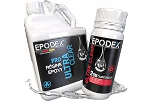 EPODEX Résine époxy PRO | Kit de résine cristal pour des hauteurs de coulée jusqu'à 2 cm | Kit de résine transparente avec ou sans pigments | Résine pour bijoux, arts & artisanat