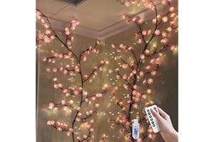 VIMAZ LED Cherry Blossom Tree Branch Lights for Wall,8 Modes Cherry Blossom Lights with 48 LED,Remote Timer,Blossoms Vine Fairy Light,Decorations for Bedroom,Xmas Mother's Day,Valentines Day Gifts