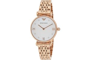 Emporio Armani Orologio da donna, Movimento al quarzo a due lancette e cassa da 32 mm con cinturino in acciaio inossidabile, pelle o silicone