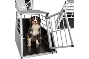 tectake® Caisse de Transport pour Chien légère & Solide Simple Cage de Transport Chien pour Transport Animaux Voiture, Maison ou Jardin Cage pour Grand Chiens - 65 x 90 x 69,5cm