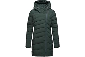 Ragwear Damen wasserdichter Regenmantel Wintermantel warm gefüttert Steppmantel lang mit Kapuze Teela XS-XXL