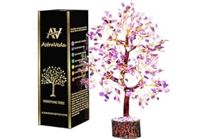 AstraVeda Amethyst Crystal Tree, Tree of Life, Chakra Tree, Feng Shui Tree, Positive Energy Tree, Meditation Gift, Crystals and Stones, Spiritual Items, 300 Bead