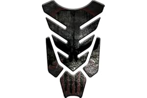 FOOQS Tankpad Sticker, Protection de Reservoir Moto Autocollant en Gel Polymer Punisher universelle pour Aprilia BMW Ducati Honda Kawasaki KTM Suzuki Triumph Yamaha (Noir/Rouge)