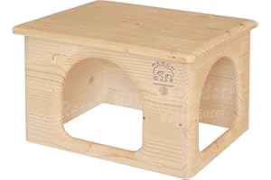 RESCH HEIMTIERBEDARF Resch Nr23 Maison pour cochon d'Inde en bois massif naturel d'épicéa/maison peu encombrante avec deux grandes entrées et sorties 31 x 19 x 21 cm (L x H x l)