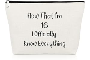 GEVODY Sweet 16 Birthday Gift Inspirational Gift for Girl Makeup Bag 16 Year Old Birthday Gift for Teen Granddaughter Friend Sister Daughter Birthday Gift Cosmetic Bags 16th Birthday Gift Idea Cosmetic Pouch