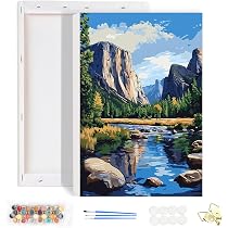 HEIBAGO Peinture Par Numéros Paysage Fleuri – Kit Acrylique Sur Toile 30x40 Cm, 3 Pinceaux, Pour Débutants Et Adultes, Décoration Murale