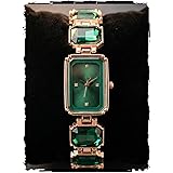 AMERICANVIBER Luxury Women’s Analog Watch with Diamond-Studded Rectangular Dial & Stone-Studded Bracelet Strap, Premium Rose Gold Designer Ladies Wrist Watch: 