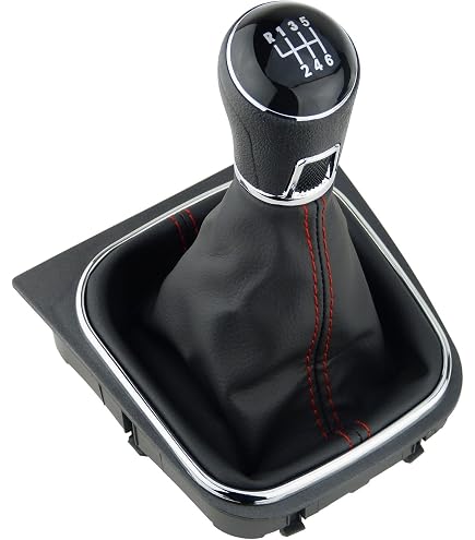 Soufflet Levier De Vitesse VW Golf 4 - Pommeau + Cadre - Plug & Play - Noir/Rouge