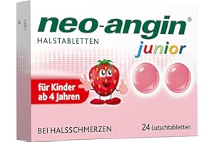 ‎NEO-ANGIN neo-angin junior Halstabletten mit leckerem Erdbeergeschmack | lindern Halsschmerzen & beruhigen die gereizte Schleimhaut | für Kinder ab 4 Jahren | mit Isländisch Moos | 24 Lutschtabletten