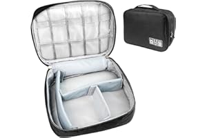 Chiluxendo Organizador de Cables Viaje, Bolsa de Organizadora Cable, Estuche Cables Portátil, Bolsas Electrónicos Accesorios, para Cargador, Memoria USB, SD Tarjeta y Adaptadores, (Negro)
