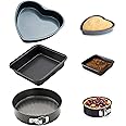 Curated Cart Premium Cake Making Set - Combo Carbon Steel Cake Baking for Microwave OTG Oven and Dishwasher Safe (Heart & Square Cake Tin + Cake Mould)
