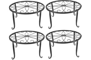 ANQIA 4 soportes para macetas de metal para interiores, juego de 4 soportes para plantas de hierro (negro)