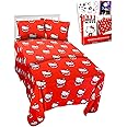 Hello Kitty Bedding Set Toddler Bed - Bundle with Hello Kitty Bed Sheets with Flat Sheet, Fitted Sheet, and Pillowcase for Twin Bed Plus Tattoos, More | Hello Kitty Sheets Twin