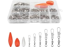 CISHOW Fishing Fishing Swivel Set, Fishing Swivels, Fishing Barrel Swivels with Ball Bearing Swivels,Fishing Accessories Set with Swivel Beads, Stainless Steel Lure Plug