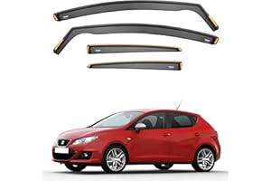 iSpeed Wind Deflectors For Seat Ibiza mk4 6J 2008-2017 5 Door Hatchback 4pc Set - Keep Your Car Ventilated in Rain - Reduce Wind Turbulence - Tinted In-Channel Type