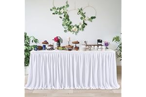 HBBMAGIC Polyester Tischrock Tischdecke Tischröcke Party Deko Für Hochzeit, Geburtstag, Candy Bar, Weihnachten, Weiß, 183 * 76CM