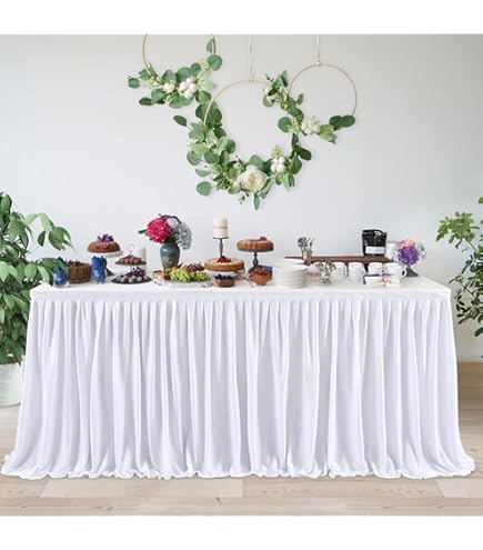 Gonna Da Tavolo In Tulle - Per Matrimoni, Baby Shower, Bianca, 9FT (275cm) - Foto 6