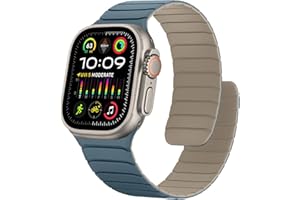 Sixmoat Magnetic Silicone Straps Compatible with Apple Watch 49mm 46mm 45mm 44mm 42mm, Soft Sport Wristband for Men Compatible with iWatch Ultra3 2 1 SE Series 11 10 9 8 7 6 5 4 3, Dune-Cloud Blue