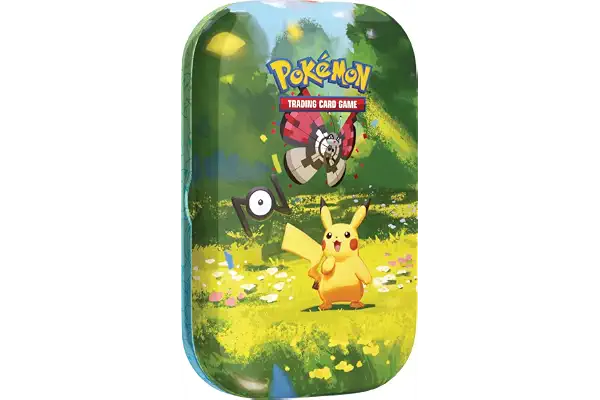 Pokémon: Minilata Celebración 30.º Aniversario: Pikachu de JCC Pokémon (1 Pegatina, 1 Tarjeta ilustrada y 2 Sobres de Mejora)